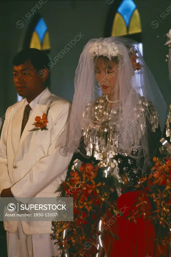 Myanmar, Kachin State, Myitkyina, Jinghpaw Wedding With Bride And Groom At Geis Memorial Church