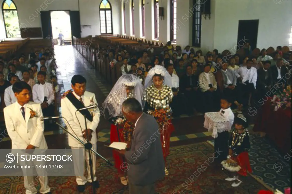 Myanmar, Kachin State, Myitkyina, Jinghpaw Wedding Ceremony At Geis Memorial Chuch