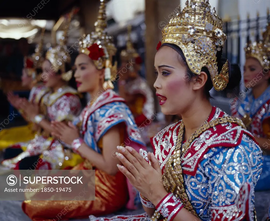 Thailand, People, Temple Dancers In Traditional Costume.