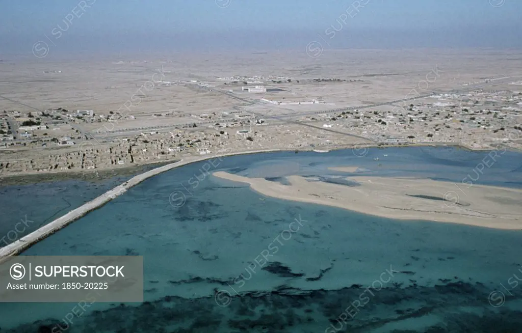 Qatar, Architecture, Coastal Town With The Desert Beyond