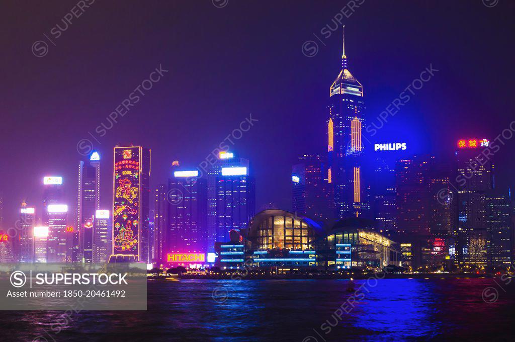 China, Hong Kong, Kowloon, Tsim Sha Tsui, Neon lights of Hong 
