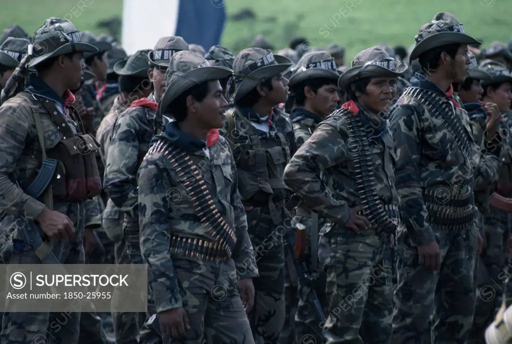 Nicaragua, Matagalpa, Muy Muy, Sandinista Soldiers In Muy Muy Army Parade
