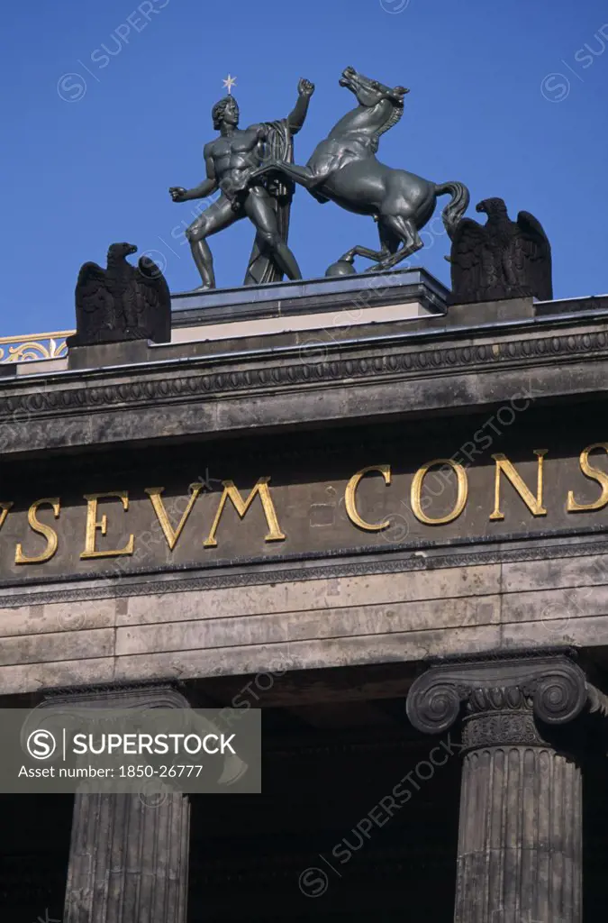 Germany, Berlin, Sculpture On Roof Of The Altes Museum.