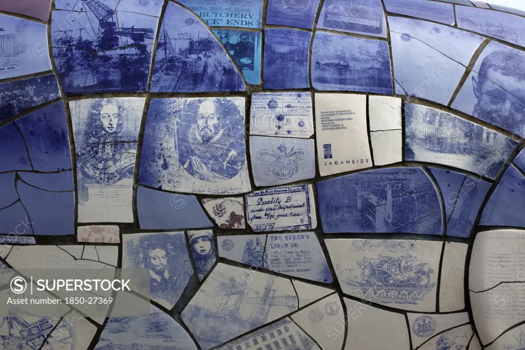 Ireland, North, Belfast, 'Donegall Quay, The Big Fish Sculpture By John Kindness. The Scales Of The Fish Are Pieces Of Printed Blue Tiles With Details Of Belfasts History. The 10 Metre Long Structure Is Situated Beside The Lagan Weir Opposite The Old Custom House.'