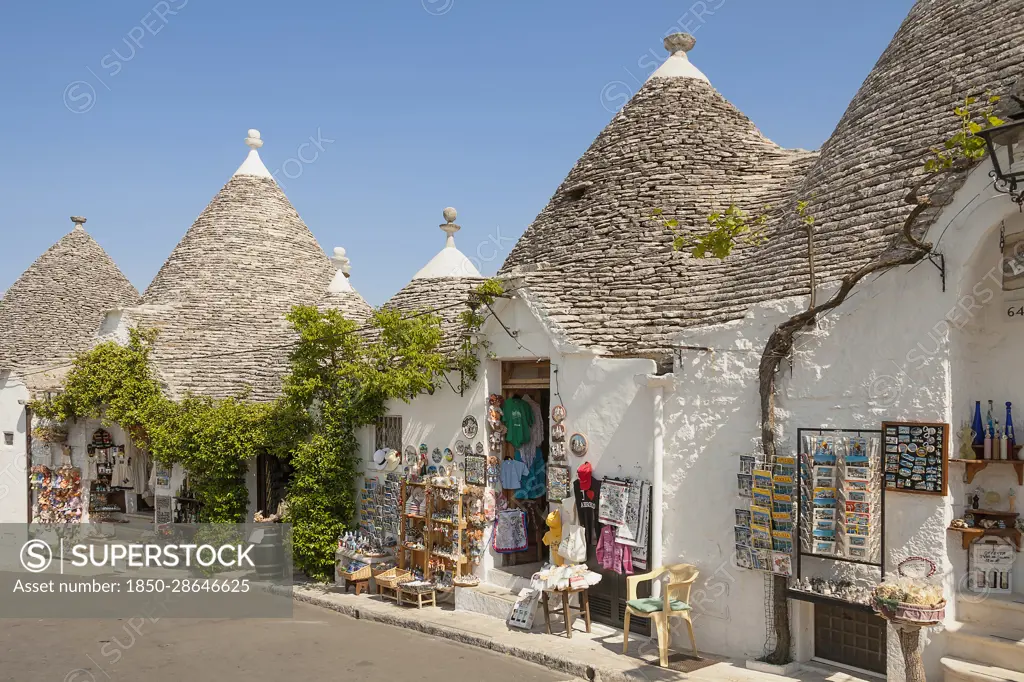 Italy Puglia Bari Trulli buildings and shops Via Monte San