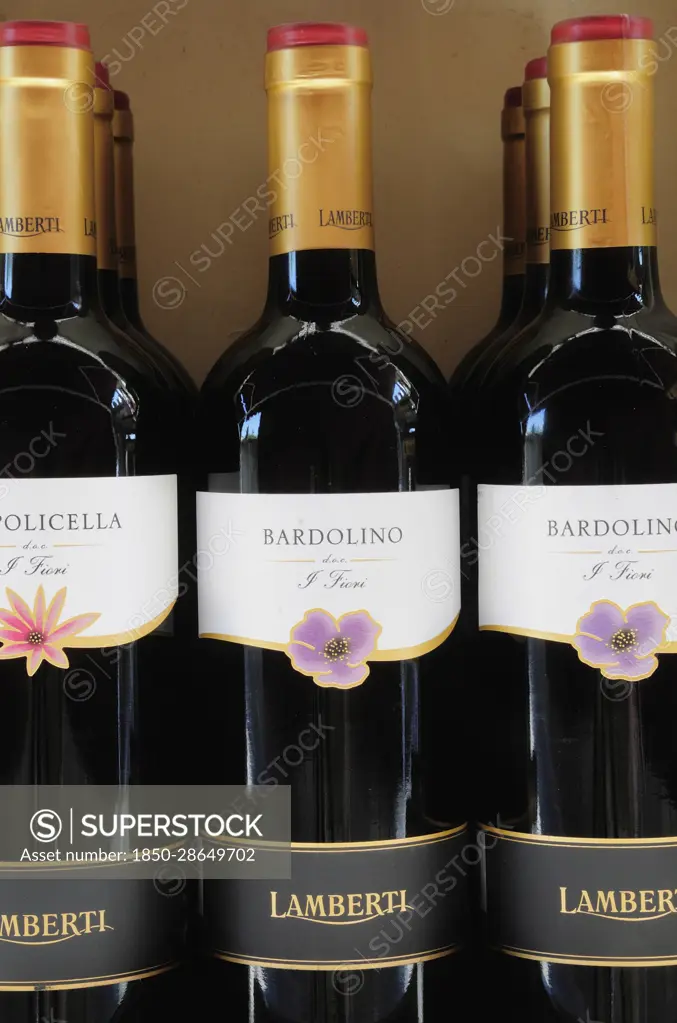 Italy, Veneto, Lake Garda, Bardolino wine selection.
