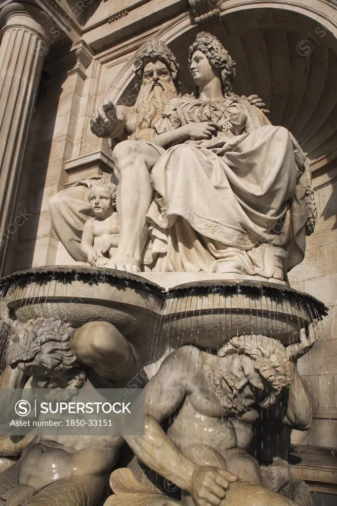 Austria, Vienna, Danubius Fountain at the Albertina Museum.