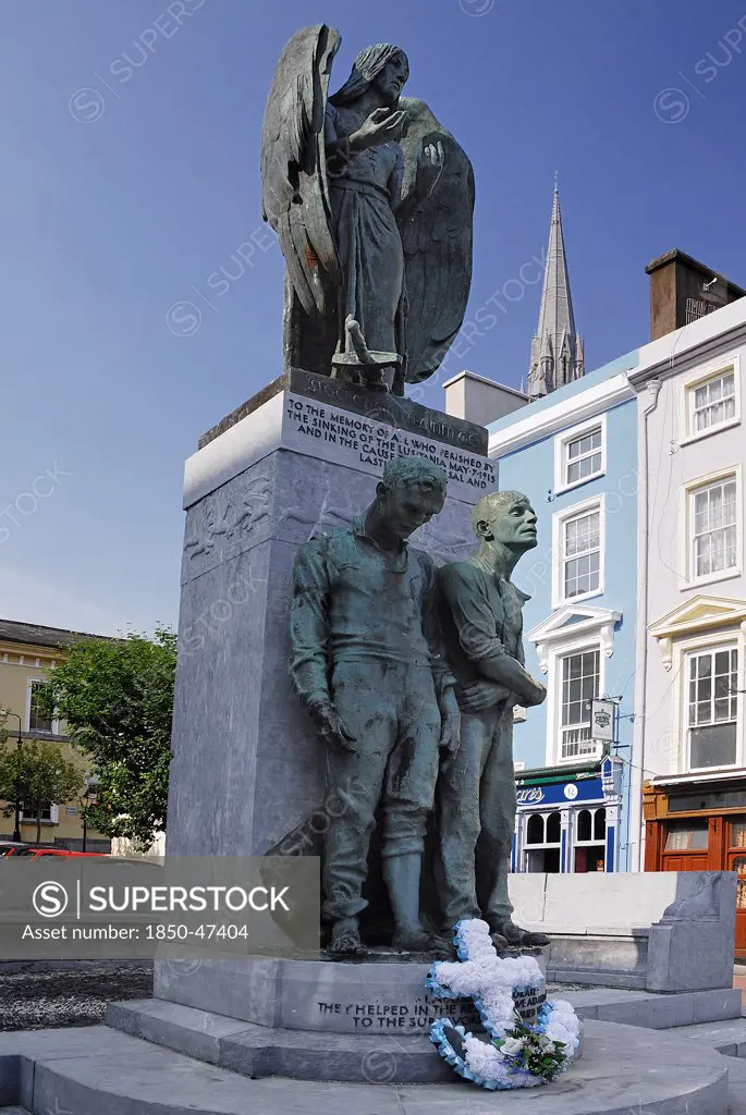 Ireland, County Cork, Cobh, Memorial to the victims of the Lusitania sinking.