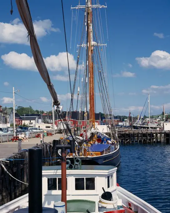 Canada, Nova Scotia, Lunenburg , 'Fisheries Museum Of The Atlantic,Dock Side, Tall Mast Yacht,Boats '