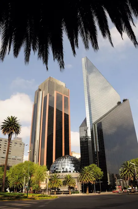 Mexico, Federal District, Mexico City, Modern architecture on the Paseo de la Reforma.