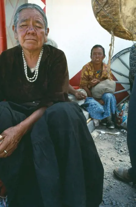 Usa, New Mexico, Indigenous People, Elderly Native American Hopi Indian Woman And Man