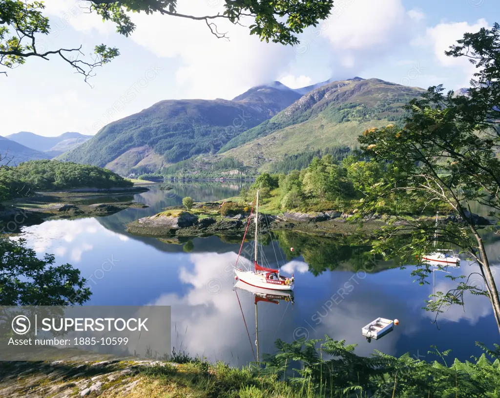 UK - Scotland, Highland, Loch Leven, Yachts on Bishops Bay