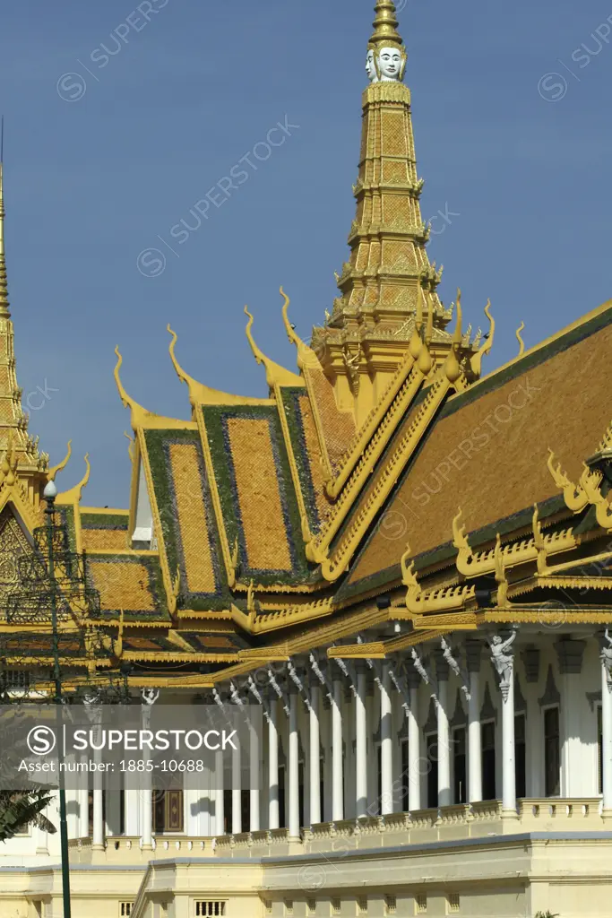 Cambodia, , Phnom Penh City, Royal Palace - exterior and roof details