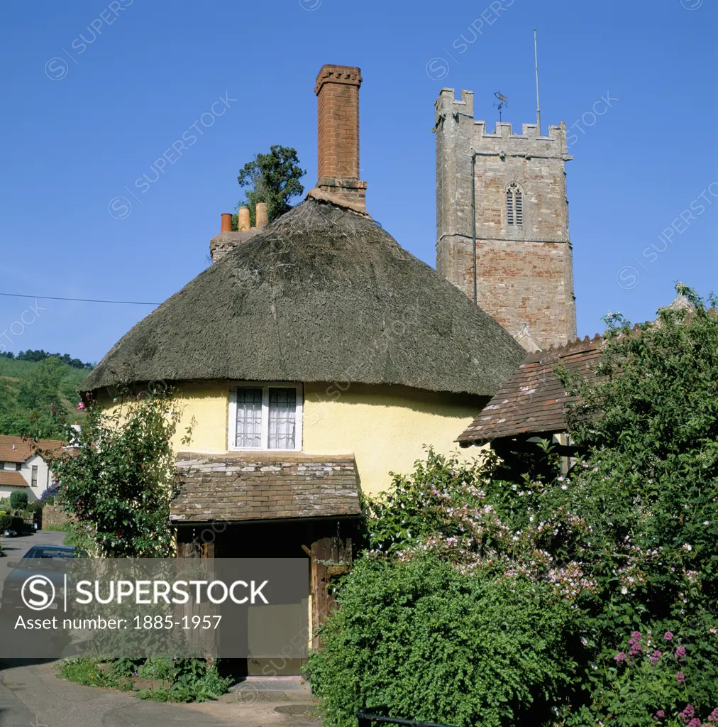 UK - England, Somerset, Luccombe Village, Thatched Cottage