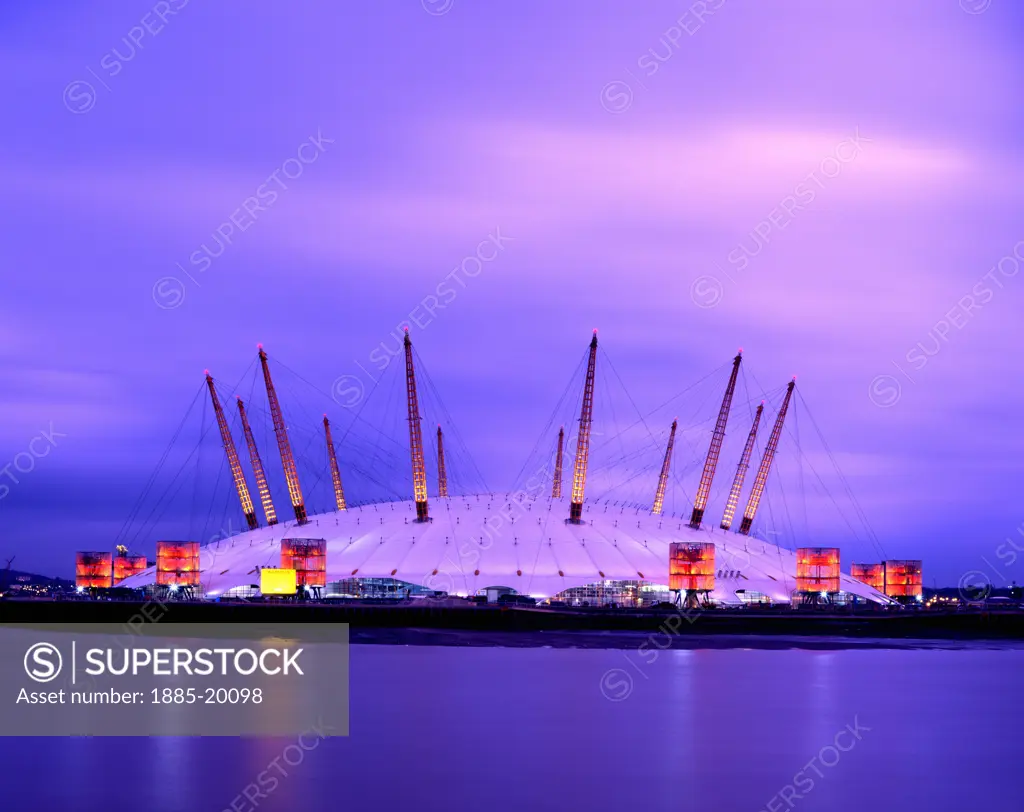 UK - England, , London, 02 Arena at night - Millennium Dome