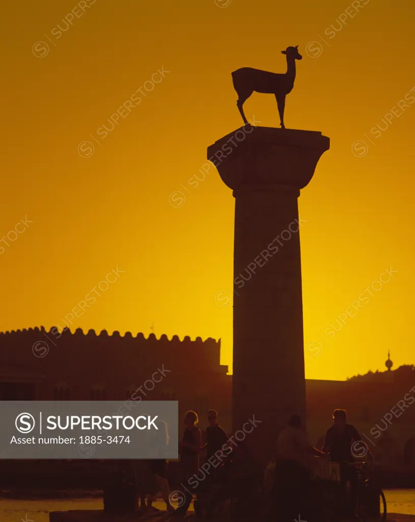 Greek Islands , Rhodes Island, Rhodes Town, Bronze Deer Statue