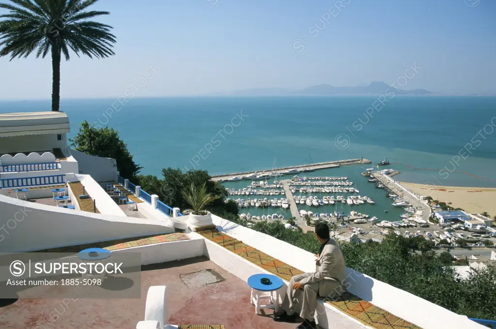 Tunisia, Tunis, Sidi Bou Said, Cafe Sidi Chabaane