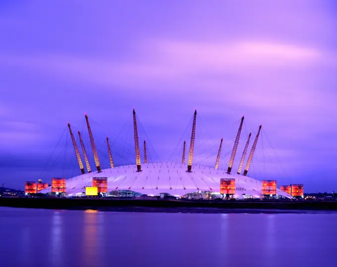 UK - England, , London, 02 Arena at night - Millennium Dome