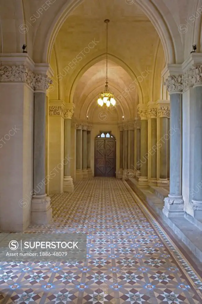 Corridors  of Mumbai university convocation hall built in gothic style of architecture ;  Mumbai Bombay ; Maharashtra ;  India