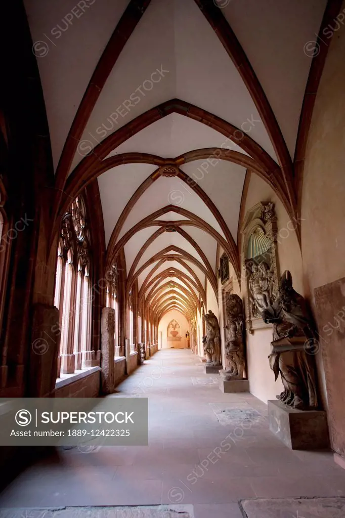 Passage Along The Cloister In The Mainzer Dom (Mainz Cathedral Or St. Martin's Cathedral), Mainz, Germany