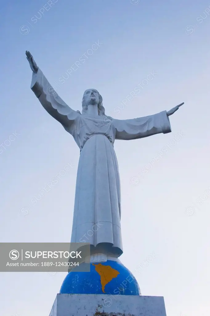 Cristo The Yungay (Yungay Christ) Statue Atop The Cemetery, Yungay, Ancash, Peru