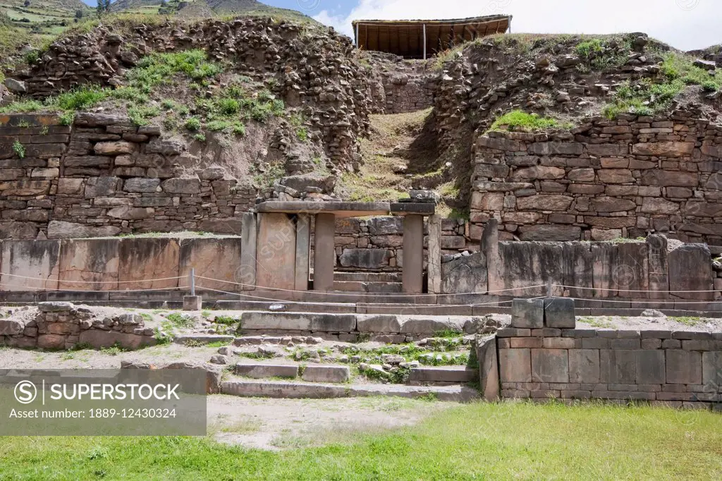 Porch Of The Falcons, The Black And White Portal On El Castillo, Chavin De Huantar, Ancash, Peru