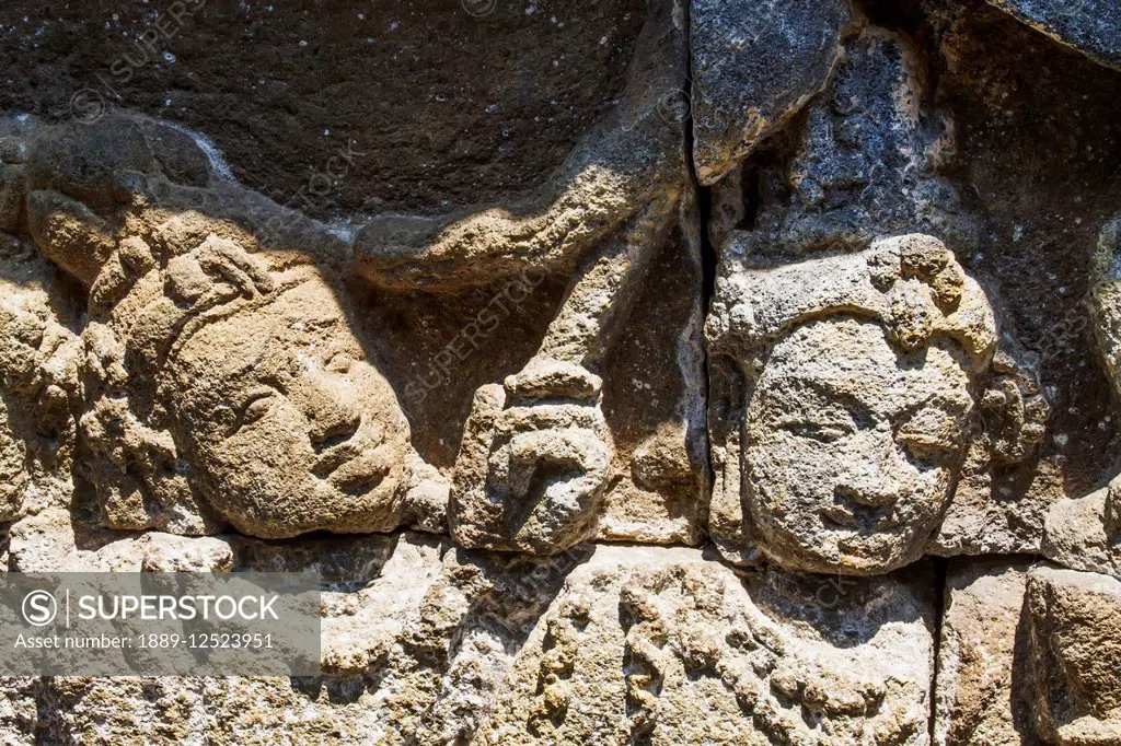 Bas-relief depicting the life of Buddha on a gallery of Candi Borobudur, Borobudur Temple Compounds, Central Java, Indonesia