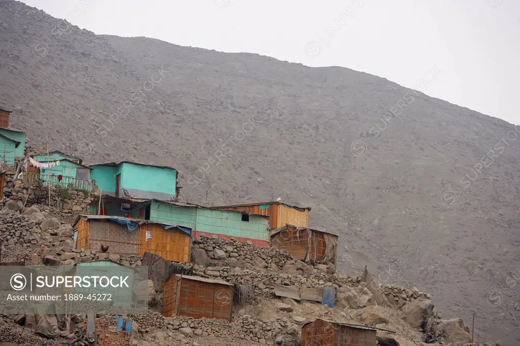 Hillside slum dwellings, Lima, Peru