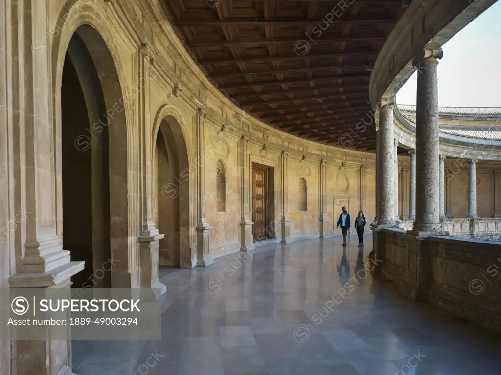 Tourists walking in the Alhambra; Granada, Spain