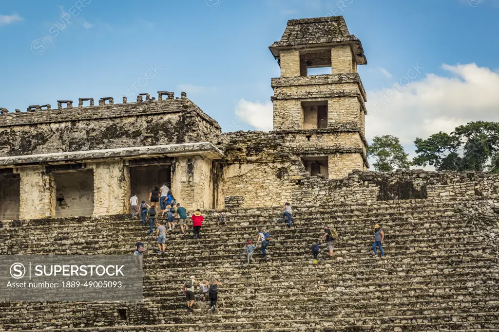 Temple of the Cross ruins of the Maya city of Palenque; Chiapas, Mexico