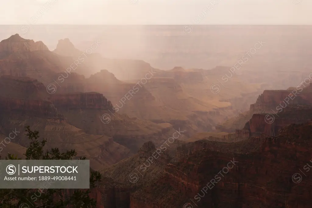 North Rim Of Grand Canyon In The Rain; Kanab Utah Usa