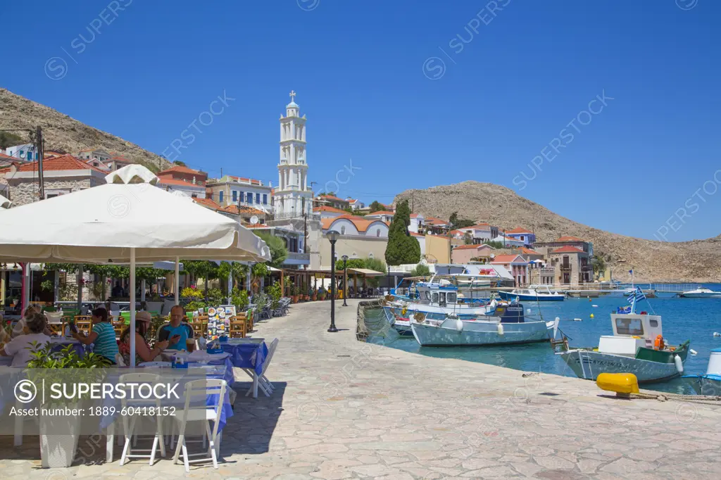 Emporio Harbor on Halki Island, Greece; Emporio, Halki, Dodecanese, Greece