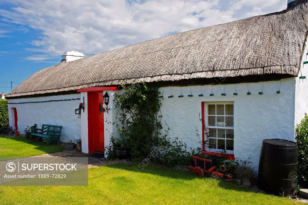 thatch cottage on malin head on the inishowen peninsula, county donegal ireland