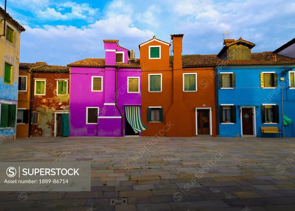 Italy, Colorful Apartment Buildings; Venice