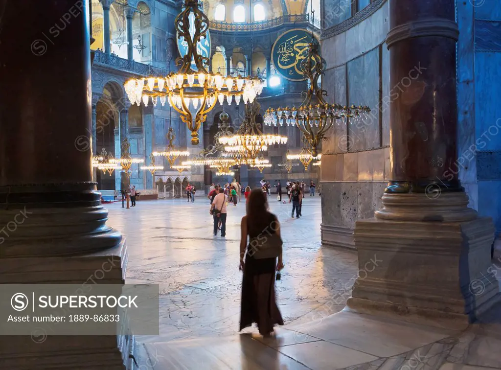 Turkey, Istanbul Province, Tourists At Hagia Sophia; Istanbul