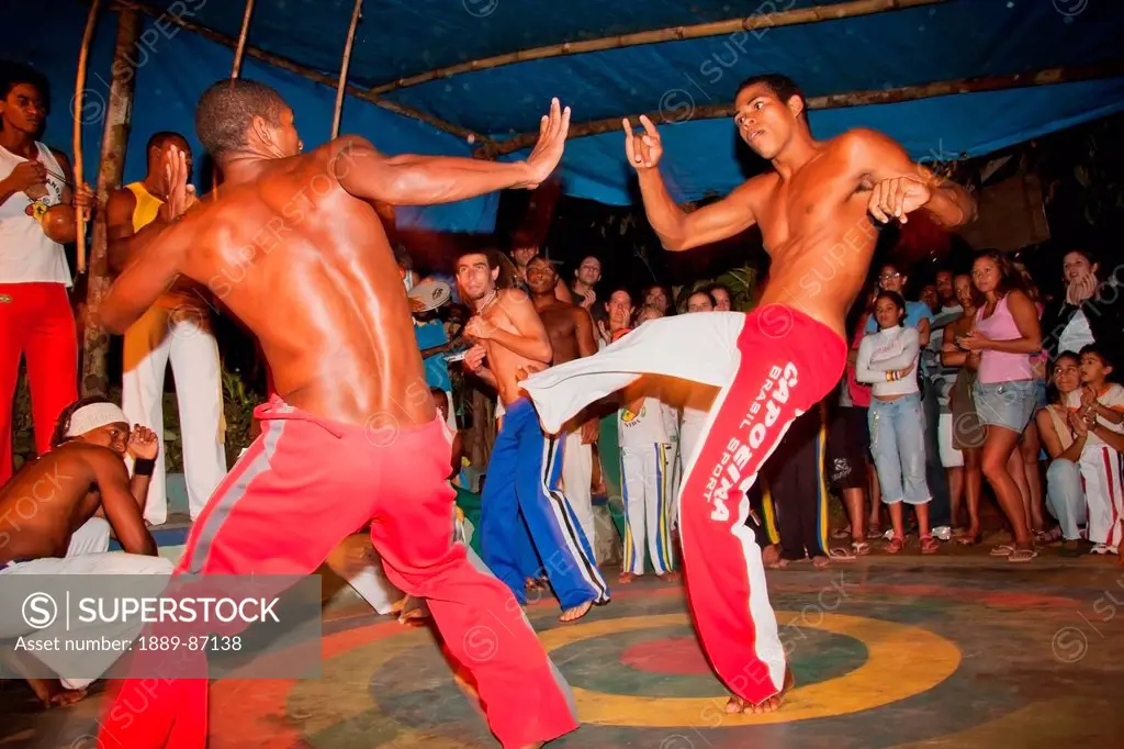 Brazil, Bahia, Young People Practicing Brazilian Dance And Martial Arts Form Of Capoeira; Itacare