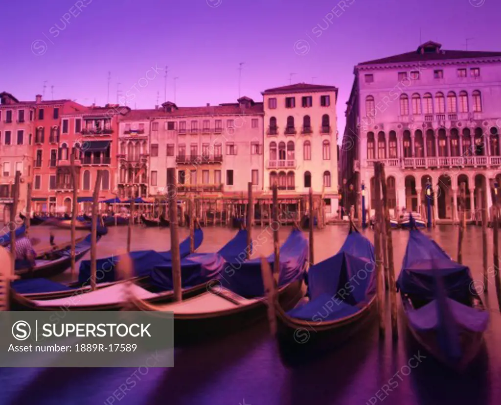 Gondolas on the Grand Canal Venice Italy