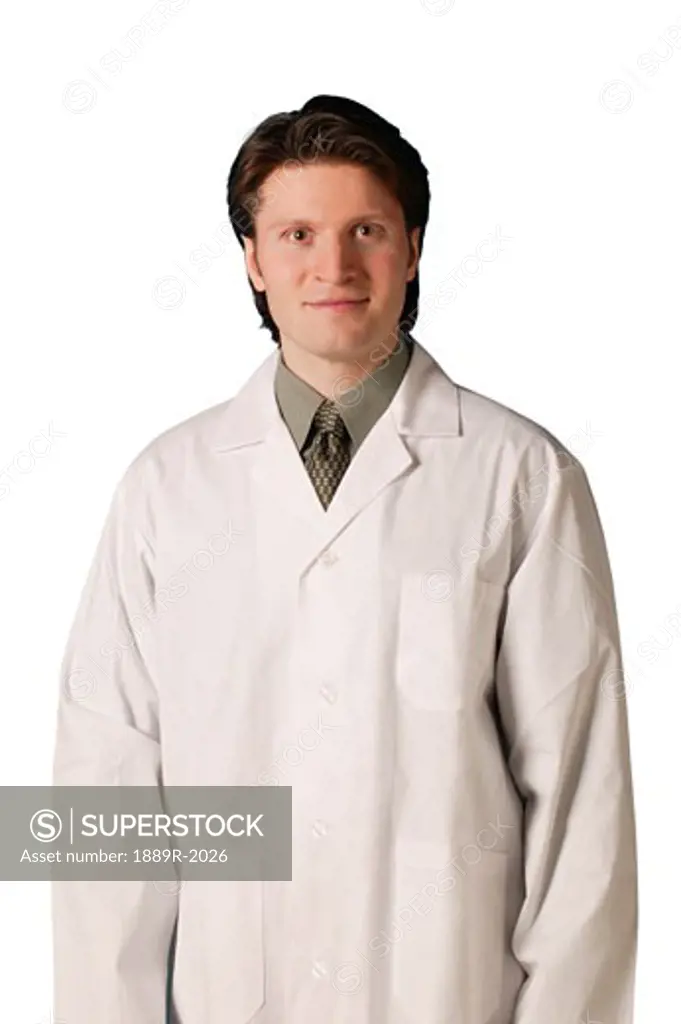 Man in white lab coat