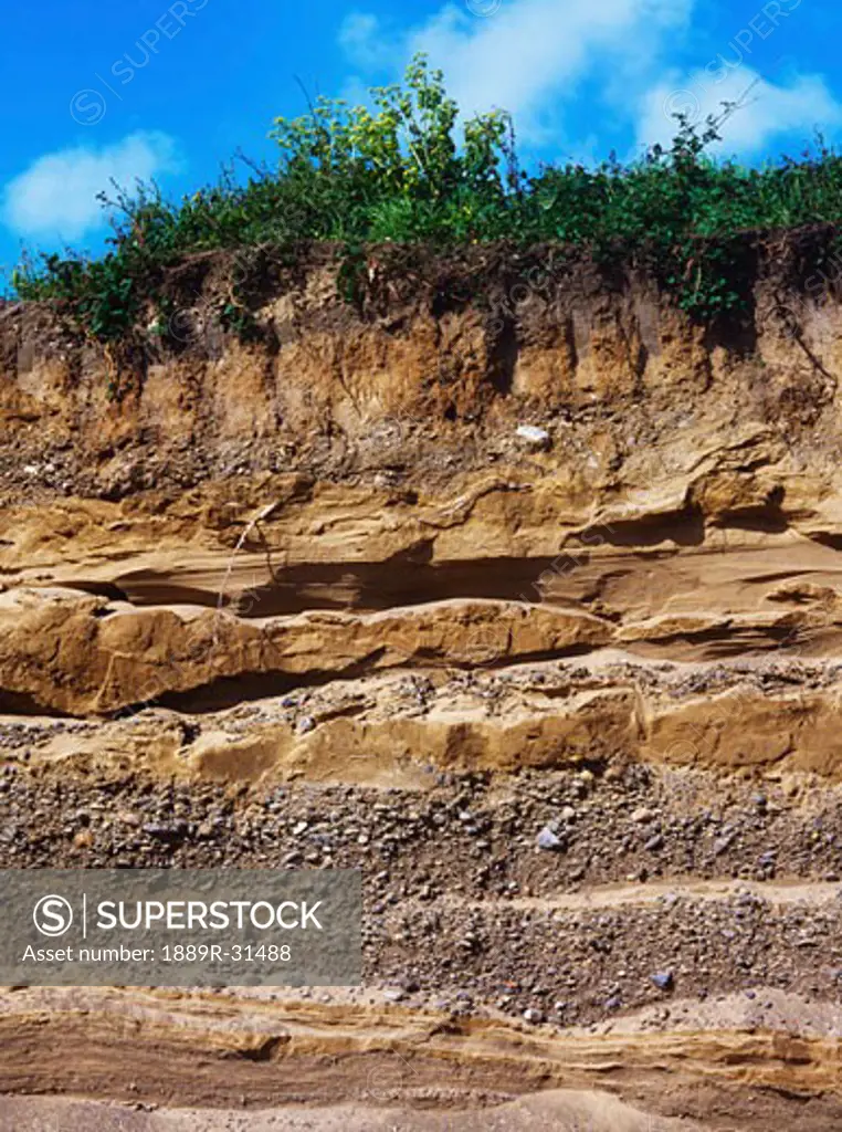 Soil strata on cliff