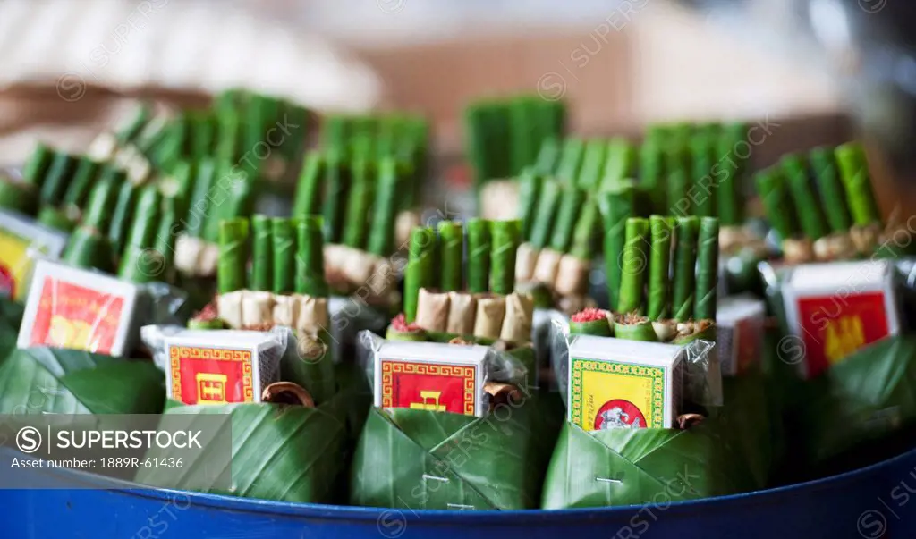 Cigarettes Thai Cheroots For Sale In A Market, Chiang Mai, Thailand