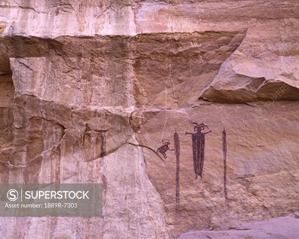 Ancient pictographs on a canyon wall