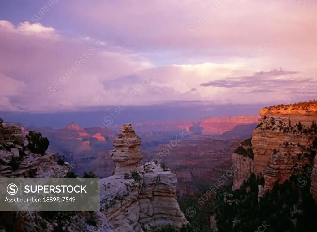 Sunlight breaks out on interior of the Grand Canyon, Grand Canyon National Park