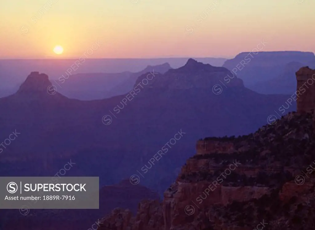 Sunset over buttes, Grand Canyon National Park