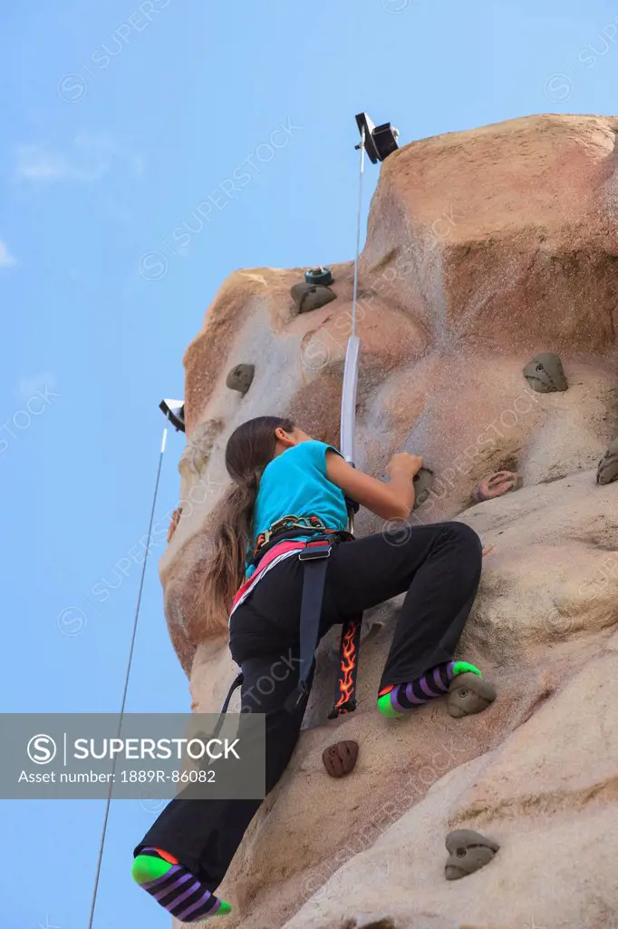 A Girl On A Climbing Wall At Edmonds Waterfront Festival, Edmonds Washington United States Of America