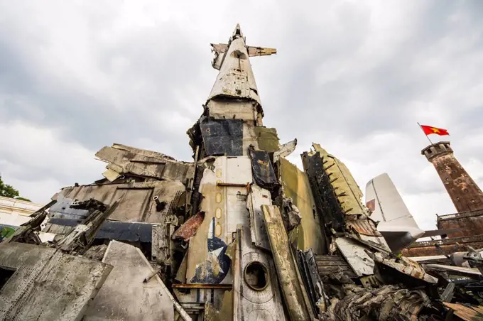 Aircraft wreckage sculpture on display at the Vietnam Military History Museum; Hanoi, Vietnam