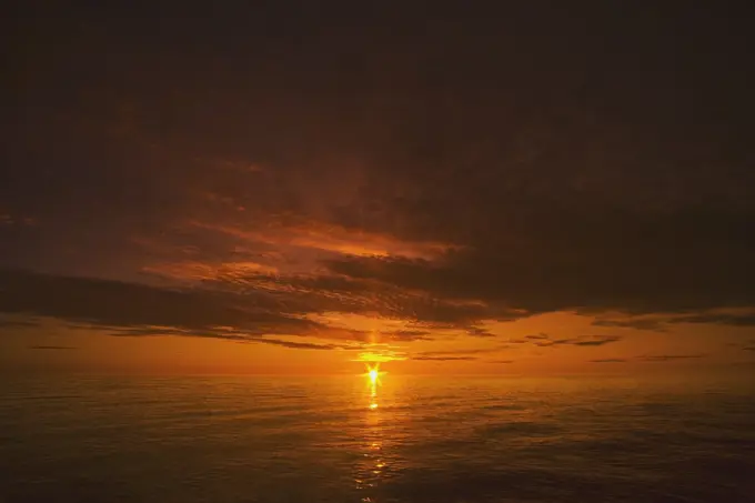 Northwest Territories, Canada; Sunset Over The Arctic Ocean