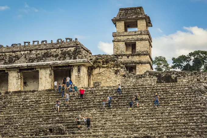 Temple of the Cross ruins of the Maya city of Palenque; Chiapas, Mexico