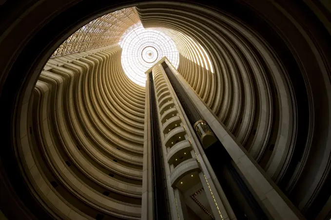 Looking upwards inside a hotel in Santiago, Chile; Santiago, Chile