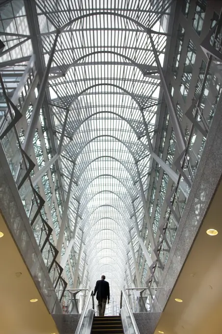 Man At The Top Of An Escalator, Brookfield Place, Toronto, Ontario