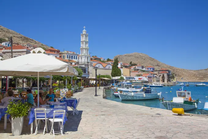 Emporio Harbor on Halki Island, Greece; Emporio, Halki, Dodecanese, Greece